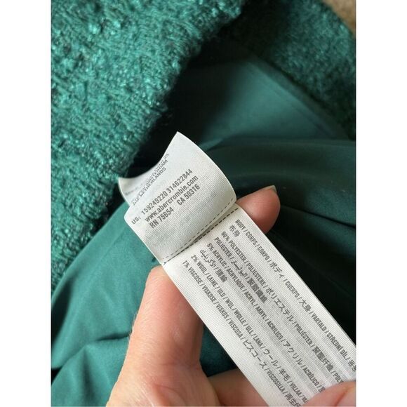 NEW Abercrombie & Fitch Tweed Mini Shift Dress size S Tall Emerald Green Sleevel - Picture 9 of 9